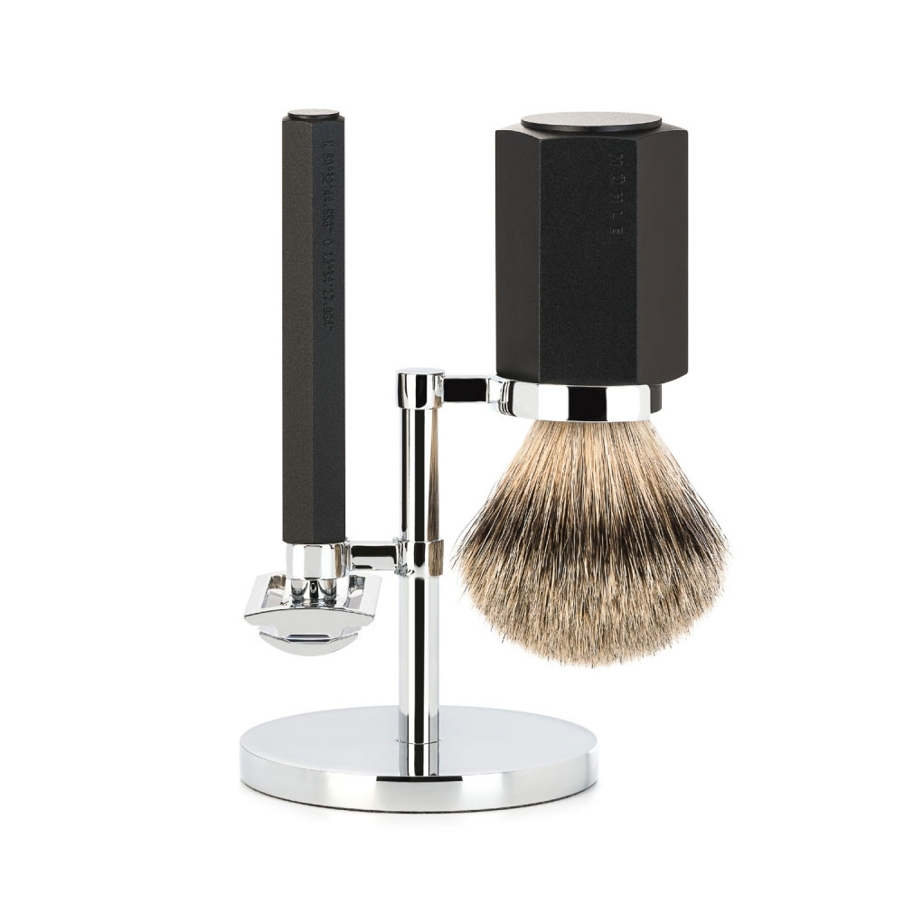 Muehle - Hexagon - Grafiet scheerset - Silvertip