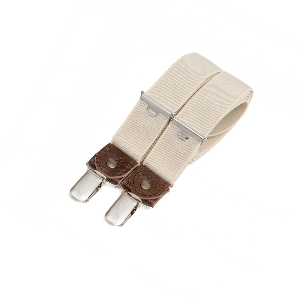 Dunne bretellen met clips en leer - Sahara beige