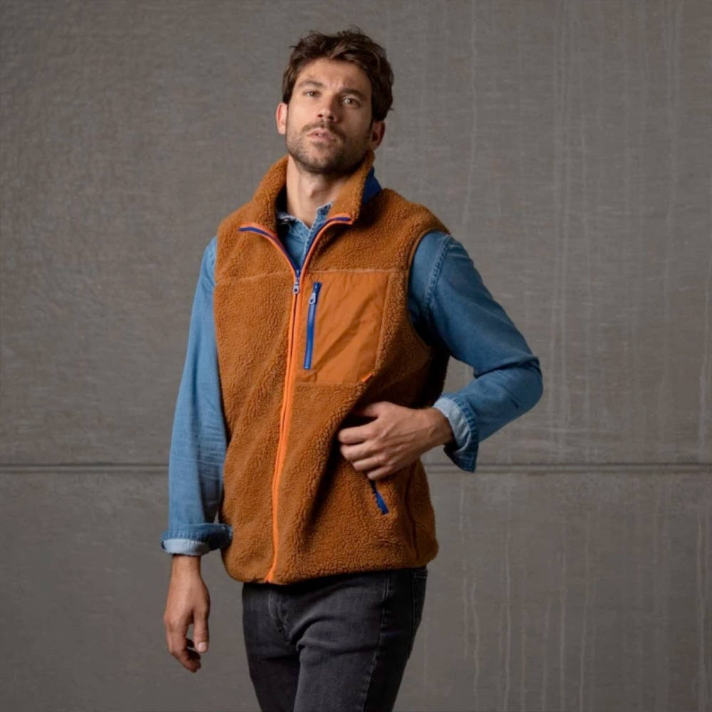 BillyBelt - Veste Sherpa sans manches - Camel - S