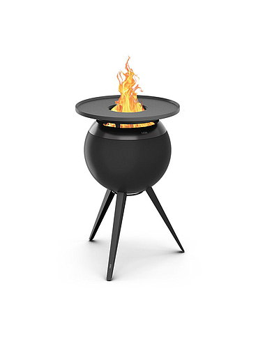 Hofats - MOON 45 All Black - Fire basket with high Stand - met Plancha-accessoire